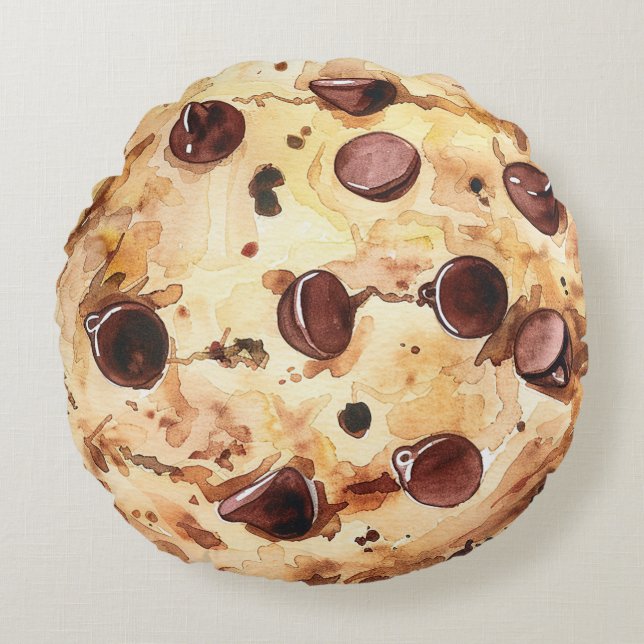 Chocolate Chip Cookie Rundes Kissen (Vorderseite)