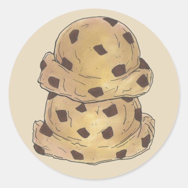 Chocolate Chip Cookie Teig Backwaren Konditorei Ko Runder Aufkleber (Vorderseite)