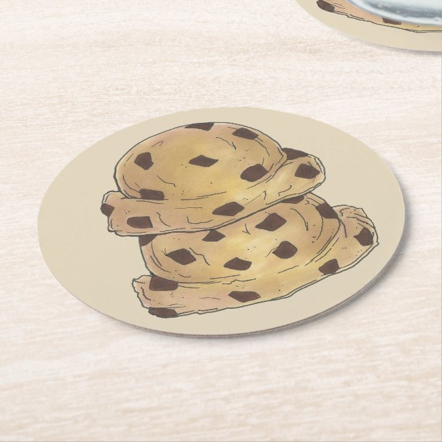 Chocolate Chip Cookie Teig Backwaren Konditorei Ko Runder Pappuntersetzer (Angewinkelt)