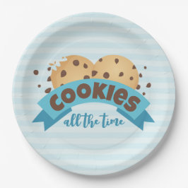 Chocolate Chip Cookies Blue Stripes Paper Teller