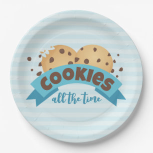 Chocolate Chip Cookies Blue Stripes Paper Teller