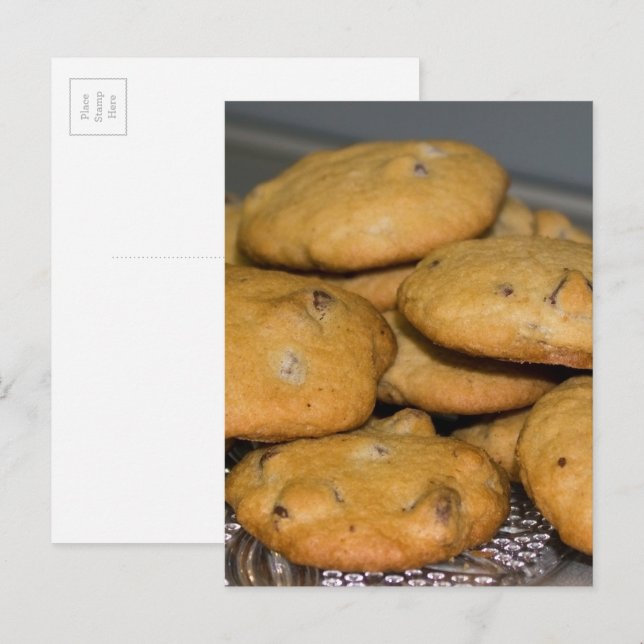 Chocolate Chip Cookies Lebensmittelfotografie Postkarte (Vorne/Hinten)