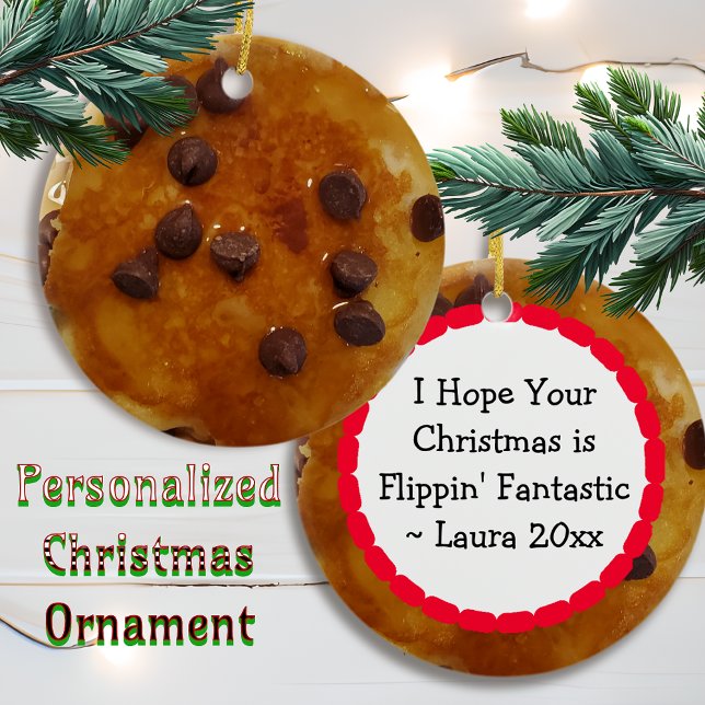 Chocolate Chip Pancakes with Syrup Christmas Keramik Ornament (Von Creator hochgeladen)