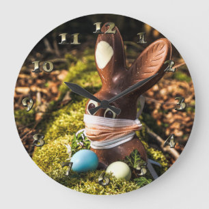 Chocolate Corona Easter Bunny Große Wanduhr