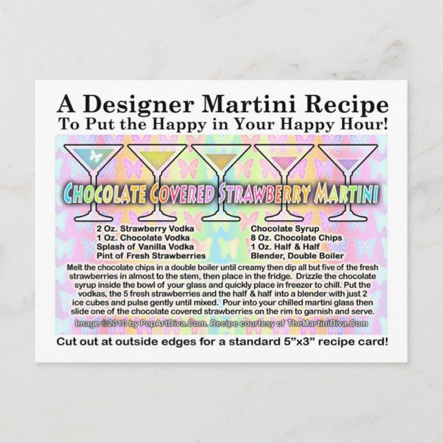 Chocolate Covered Strawberry Martini Rezept Postca Postkarte (Vorderseite)