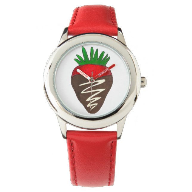 Chocolate Covered Strawberry Valentinstag Berry Armbanduhr (Vorderseite)