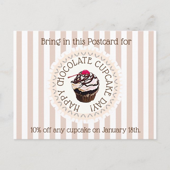 Chocolate Cupcake Day 18. Oktober Coupon Geschäft Postkarte (Vorderseite)