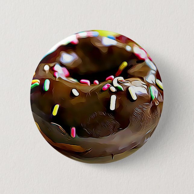 Chocolate Donut with Sprinkles Refrigerator Magnet Button (Vorderseite)