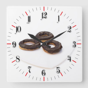 Chocolate donuts quadratische wanduhr
