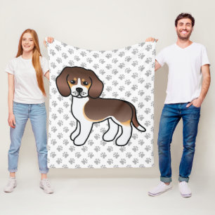 Chocolate-Dreifarbiger Beagle-Cartoon-Hund und Pfo Fleecedecke