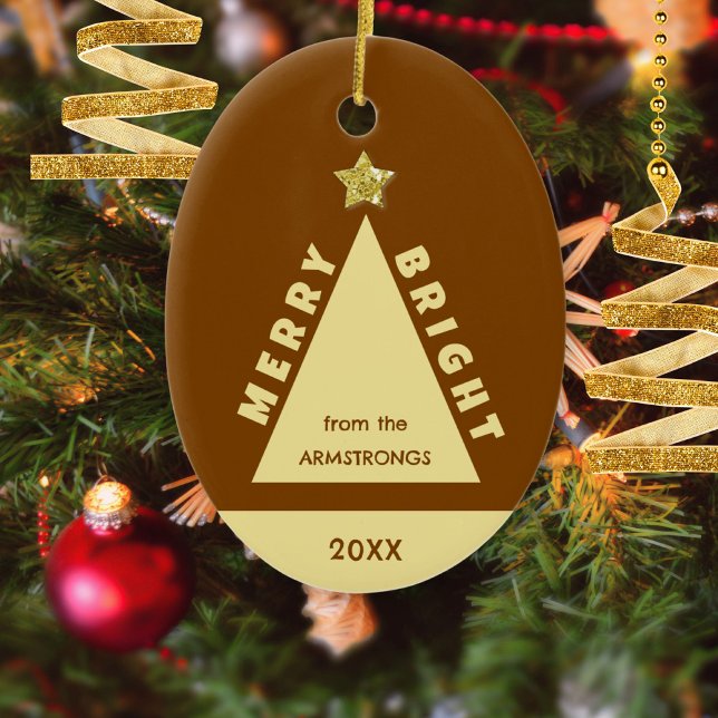 Chocolate Family Photo Minimalist Keepsake Keramik Ornament (Chocolate Merry Bright Family Photo Christmas Ceramic Ornament ©Susanne Sachers - Sunny Mind 🌞)