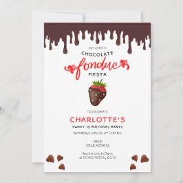 Chocolate Fondue Strawberry Hearts Valentine Einladung