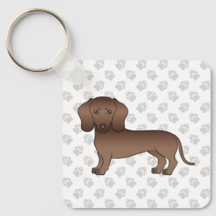 Chocolate glattes Haar Dachshund süßer Cartoon-Hun Schlüsselanhänger