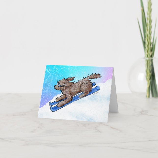 Chocolate Goldendoodle DoodleMoji  Karte (Vorderseite)