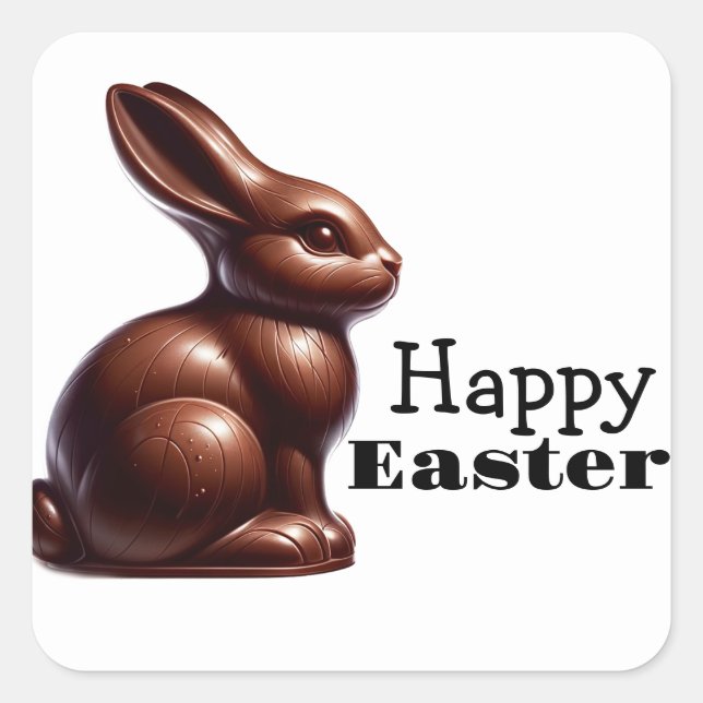 Chocolate Happy Oaster Bunny Rabbit Quadratischer Aufkleber (Vorderseite)
