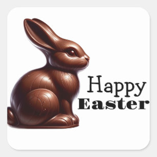 Chocolate Happy Oaster Bunny Rabbit Quadratischer Aufkleber