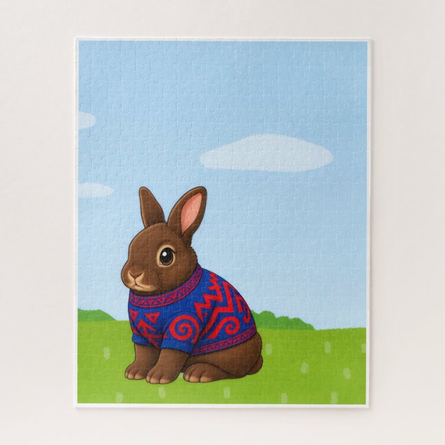 Chocolate-Hase in gemustertem Pullover (Vertikal)