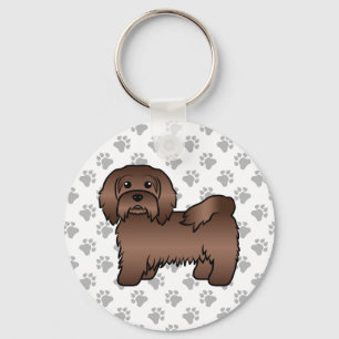 Chocolate Havanese Cute Cartoon Dog Illustration Schlüsselanhänger