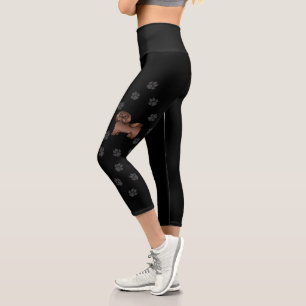 Chocolate Havanese Süßer Cartoon Hund Mit Pfoten Capri Leggings