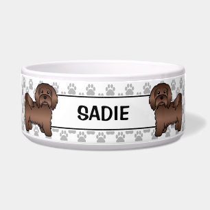 Chocolate Havanese Süßer Cartoon Hund & Pfoten & N Napf