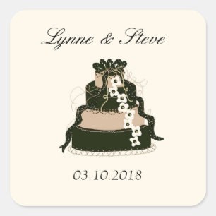Chocolate-Hochzeitstorte Save-the-Date Quadratischer Aufkleber