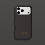 Chocolate Honey Minimalist Initial Monogram  iPhone 15 Pro Hülle<br><div class="desc">Elevate your everyday style with this Chocolate Honey iPhone case, where classic elegance meets modern minimalism. The serif three-letter monogram exudes timeless sophistication, while the subtle tone-on-tone design and vertical drop shadow add a sleek, contemporary edge. Deep chocolate, warm honey, and soft cream tones create a refined palette that feels...</div>