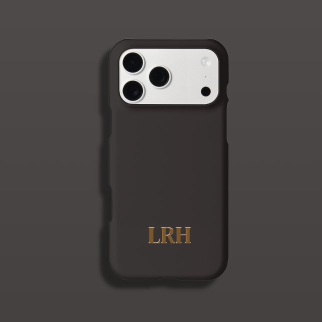 Chocolate Honey Minimalist Initial Monogram  iPhone 15 Pro Hülle (Dark Brown Monogram Inital Phone Case
)