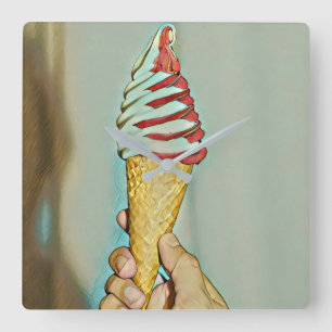 Chocolate ice cream quadratische wanduhr