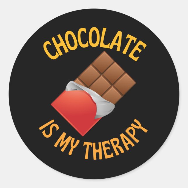 Chocolate Is My Therapy Runder Aufkleber (Vorderseite)