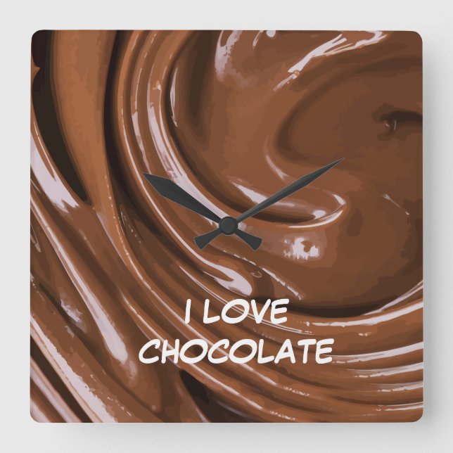 Chocolate Kitchen Wall Clocks Quadratische Wanduhr (Vorderseite)