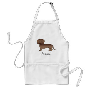 Chocolate Kurzhaar-Dachshund-Cartoon-Hund & Name Schürze