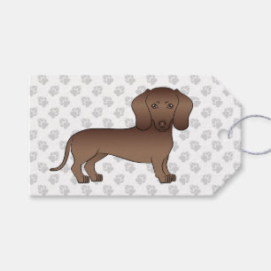 Chocolate Kurzhaar-Dachshund-Cartoon-Hund & Pfoten Geschenkanhänger