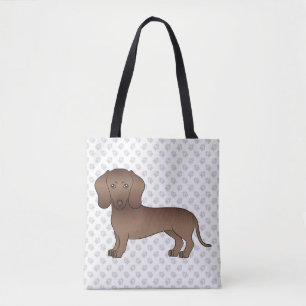 Chocolate Kurzhaar-Dachshund-Cartoon-Hund & Pfoten Tasche