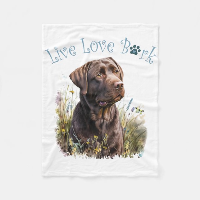 Chocolate Lab Hundeflüsterin Floral Fleecedecke (Vorderseite)