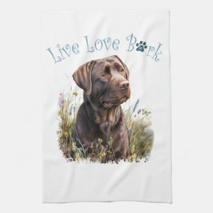 Chocolate Lab Hundeflüsterin Floral Geschirrtuch