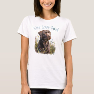 Chocolate-Lab-Hundemama Blumenmuster T-Shirt