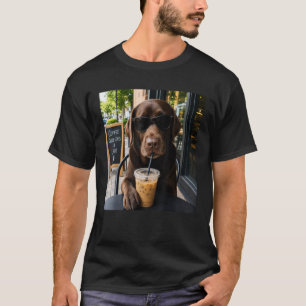 Chocolate Lab Kaffee Lustiger Hund Cafe Liebhaber T-Shirt