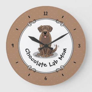 Chocolate Lab Mom Labrador Retriever Mom Dog Mom Große Wanduhr