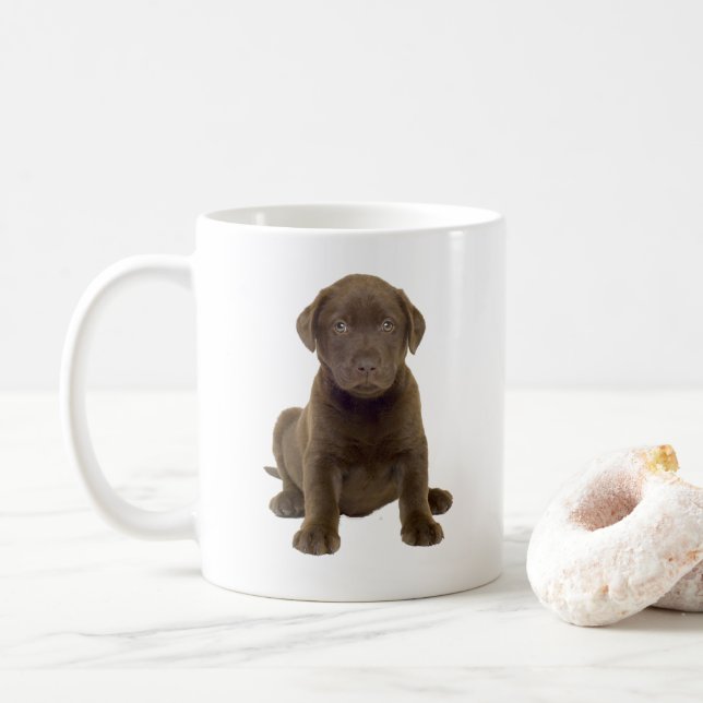 Chocolate-Lab-Welpe Kaffeetasse (Mit Donut)