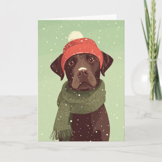 Chocolate Labradoodle Holiday Greeting Karte (Vorderseite)
