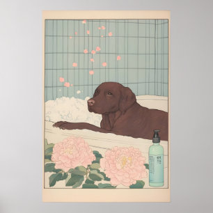 Chocolate Labrador Badezimmerdruck japanischer Uki Poster