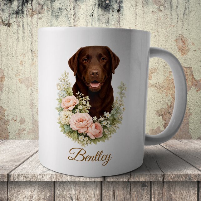 Chocolate-Labrador-Blumenporträt Kaffeetasse (Von Creator hochgeladen)