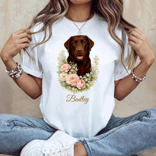 Chocolate-Labrador-Blumenporträt T-Shirt