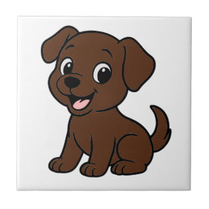 Chocolate-Labrador-Cartoon Fliese