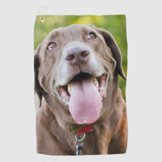 Chocolate Labrador Dog Golfhandtuch