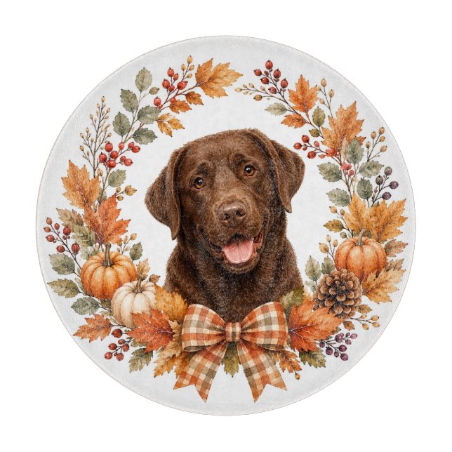 Chocolate Labrador Herbst Schneidebrett (Vorderseite)