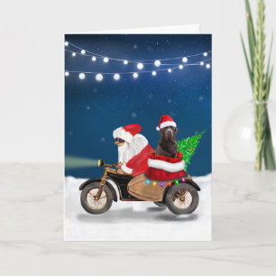 Chocolate Labrador Hund Weihnachten Santa Claus Karte