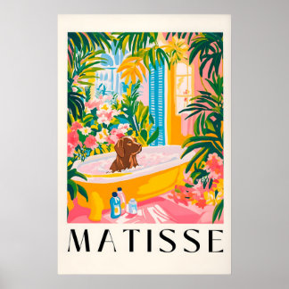 Chocolate Labrador in Bathtub Art Print Funny Poster