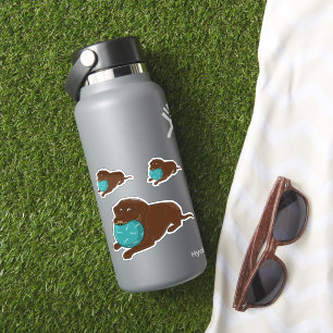 Chocolate-Labrador mit Ball Cartoon Aufkleber