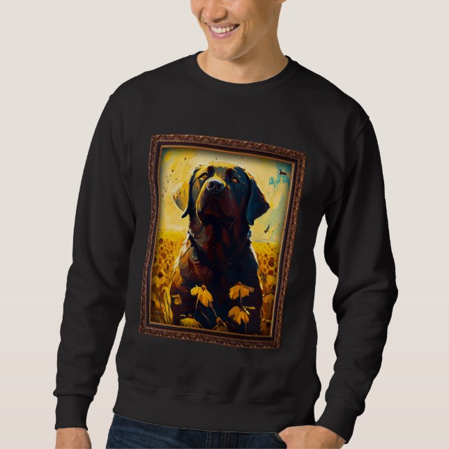Chocolate Labrador Painting Sunflower Flower Mom W Sweatshirt (Vorderseite)